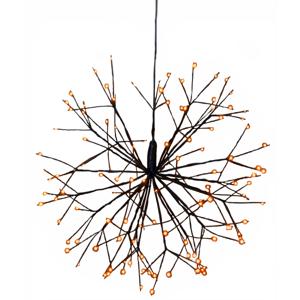 Kerstverlichting - hangdecoratie - lichtbol - warm wit - zwart - 30 cm