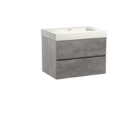 Storke Edge zwevend badmeubel 75 x 52 cm beton donkergrijs met Mata High enkele wastafel in mat witte solid surface - thumbnail