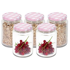 Weckpot/voorraadpot Classico - 5x - 500 ml - kunststof - draaideksel - roze - D7 x H11 cm