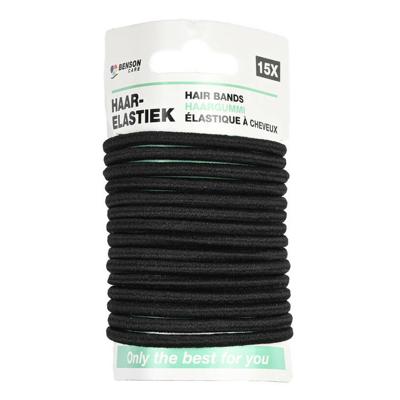 Benson Care Haar elastiekjes - 15x - zwart - zonder metaal - D5 cm