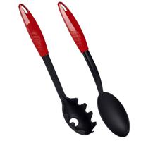 Kook/keuken gerei - set van 2x stuks - zwart/rood - kunststof - kook accessoires - Soeplepels