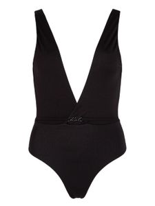 Karl Lagerfeld maillot de bain métallisé à col v - Noir