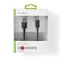 Nedis CCGW61600BK20 USB-kabel 2 m USB 3.2 Gen 1 (3.1 Gen 1) USB A USB C Zwart - thumbnail