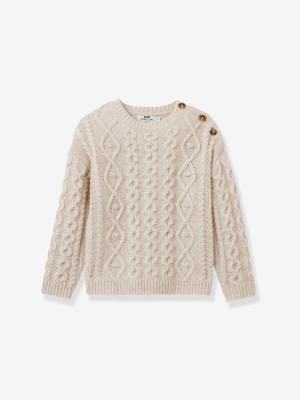 Jungen Pullover mit Zopfmuster CYRILLUS gemêleerd wit