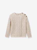 Jungen Pullover mit Zopfmuster CYRILLUS gemêleerd wit