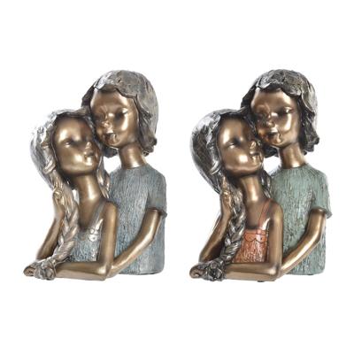 Decoratieve figuren DKD Home Decor 19 x 15 x 28 cm Rood Gouden Turkoois Kinderen (2 Stuks)