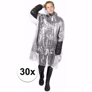 30x transparante noodponcho doorschijnend One size  -