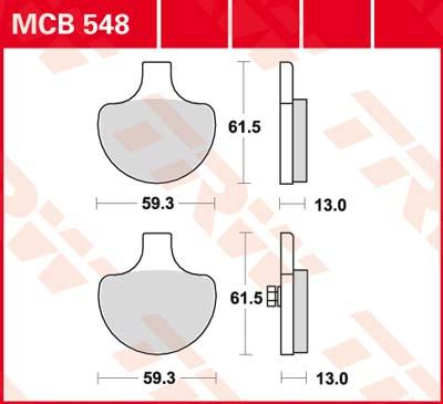 TRW Remblokken, en remschoenen voor de moto, MCB548 Allround organisch