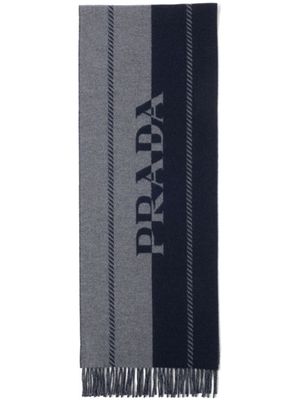 Prada écharpe en laine à logo jacquard - Gris