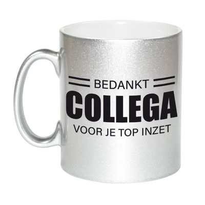 1x stuks collega cadeau mok / beker zilver bedankt collega voor je top inzet 1x stuks collega cadeau mok / beker zilver bedankt collega voor je top inzet