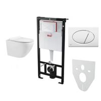 Fabriecio FAB compleet toiletset wandcloset wit met softclose zitting en bedieningsplaat wit - thumbnail