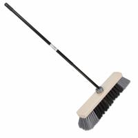 Houten binnenbezem synthetisch - B29 cm - inclusief metalen telescoopsteel - zwart/grijs 80 - 130 cm