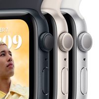 Apple Watch SE (2022) GPS MNK23FD/A - Zilver Sportbandje, 44mm - Wit - thumbnail