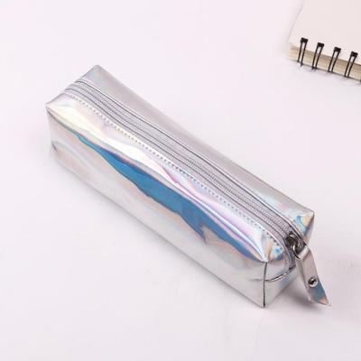 Iriserende Laser potlood zaak PU school briefpapier gift cute potlood doos (zilver)