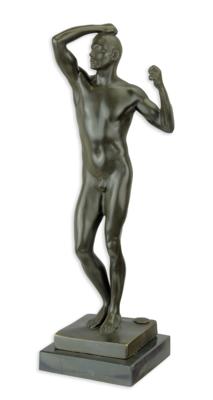 A BRONZE SCULPTURE OF ADAM