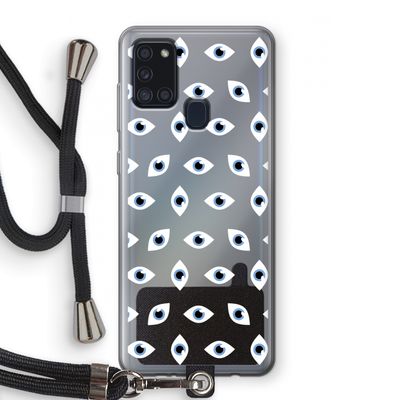 Eyes pattern: Samsung Galaxy A21s Transparant Hoesje met koord