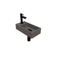 INK - Fonteinpack Quartz Links incl. Fonteinkraan - Design Sifon - Design Plug en Montageset - 360x180x90 Mm - Quartz Beton/mat Zwart