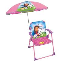 Tuinmeubelen - FUN HOUSE - Gabby and the Magic House klapstoel H.53 x L.38,5 x D.37,5 cm met parasol van 65 cm