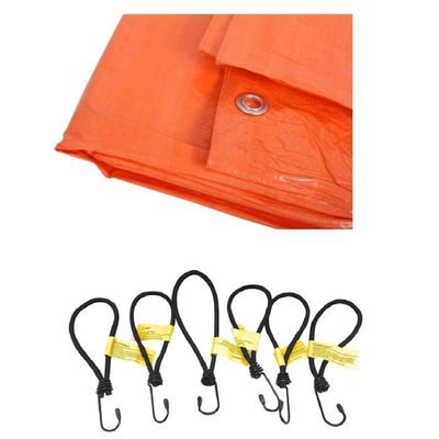 Oranje afdekzeil / dekzeil 4 x 6 meter met 24x spanners haakjes