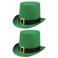 2x stuks st Patricks Day groene verkleed hoed voor volwassenen - thumbnail