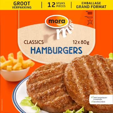 Mora Classics Hamburgers 12 x 80 g bij Jumbo