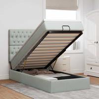 Ottoman bed met matrassen 90x190cm fluweel lichtgrijs