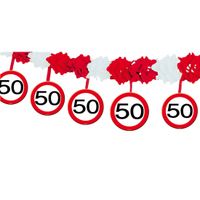Verkeersborden verjaardag slingers 50 jaar van 4 meters - thumbnail