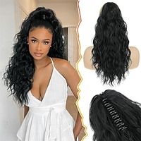 paardenstaartverlenging 18'' klauwclip paardenstaart hair extensions gekruld golvend meerlaags zwart haar paardenstaart haarstukjes natuurlijke zachte synthetische paardenstaarten voor vrouwen Lightinthebox