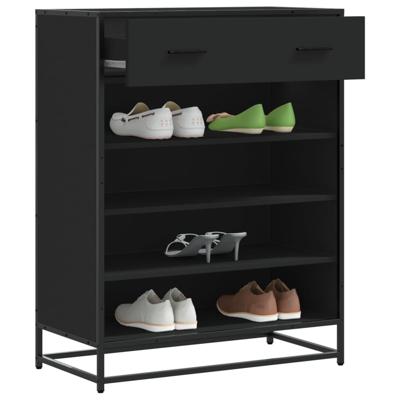 Schoenenkast 75x38x97,5 cm bewerkt hout en metaal zwart