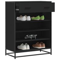 Schoenenkast 75x38x97,5 cm bewerkt hout en metaal zwart