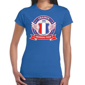 Blauw France drinking team t-shirt dames