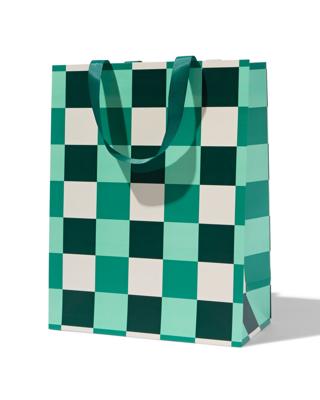 HEMA Cadeautas Groen Geblokt (goud)