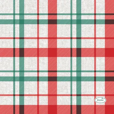 Duni 3-laags tissue servet seasonal delight 24x24cm rood, groen 20 stuks