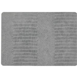 Unique Living placemats Croco lederlook - 1x - 43 x 30 cm - zilvergrijs - pvc - tafel onderleggers