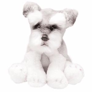 Suki Gifts Knuffel Schnauzer - hondenras knuffeldier - wit met grijs - 13 cm