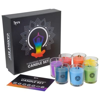 Luxe Cadeau Set - 7 Chakra Edelsteen Geurkaarsen in Glas