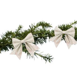 Kerst ornamenten strikken - 2x st - wit - 12 x 13 cm - velvet - polyester - kerstboomstrikjes