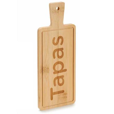 serveerplank- bamboe - 23 x 9 cm - met handvat - Voedsel/hapjes/tapas