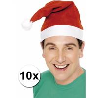 Faram Party Kerstmuts - 10x - rood - acryl - volwassenen - verkleed accesoires