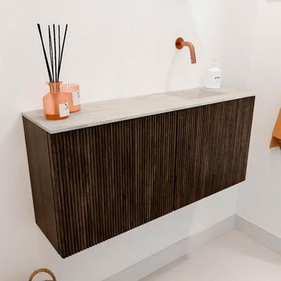 Toiletmeubel Mondiaz Joya Dlux | 90 cm | Meubelkleur Walnut | Faye wastafel Ostra Wasbak Rechts | Zonder kraangat(en)