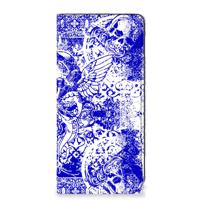 Mobiel BookCase Samsung Galaxy A21s Angel Skull Blauw - thumbnail