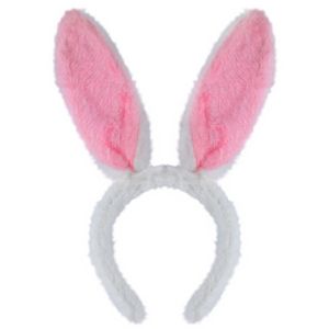 Konijnen/bunny oren wit met roze voor volwassenen 29 x 23 cm   -
