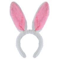 Konijnen/bunny oren wit met roze voor volwassenen 29 x 23 cm   - - thumbnail