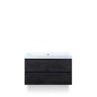 Maxx XL Badmeubelset 100 cm - Black Oak - Wastafel Just Zonder kraangat