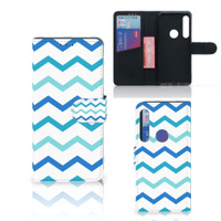 Motorola One Action Telefoon Hoesje Zigzag Blauw