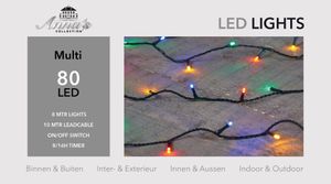 Led outdoor 80l/8m led multi - 10m aanloopsnoer groen - bi-bui - aan/uit/8/16u timer/ip44 trafo Anna's collection - Anna's Collection