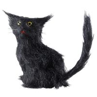 Zwarte horror decoratie kat/poes 12 cm - thumbnail