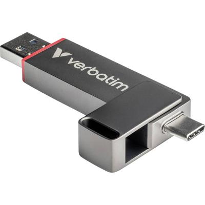Verbatim Dual QuickStick USB-stick Retail 512 GB Zilver 32042 USB-C 3.2 Gen 1, USB-A 3.2 Gen 1