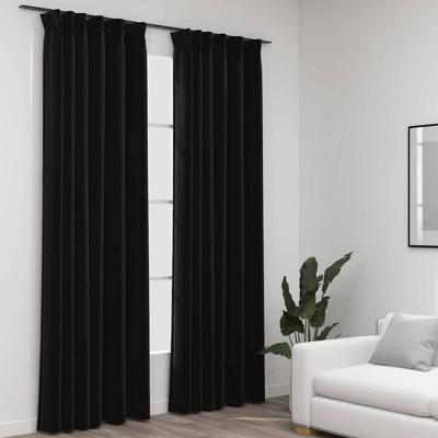 VidaXL Gordijnen linnen verduisterend haken 2 st 140x245 cm antraciet