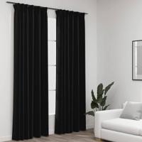 VidaXL Gordijnen linnen verduisterend haken 2 st 140x245 cm antraciet